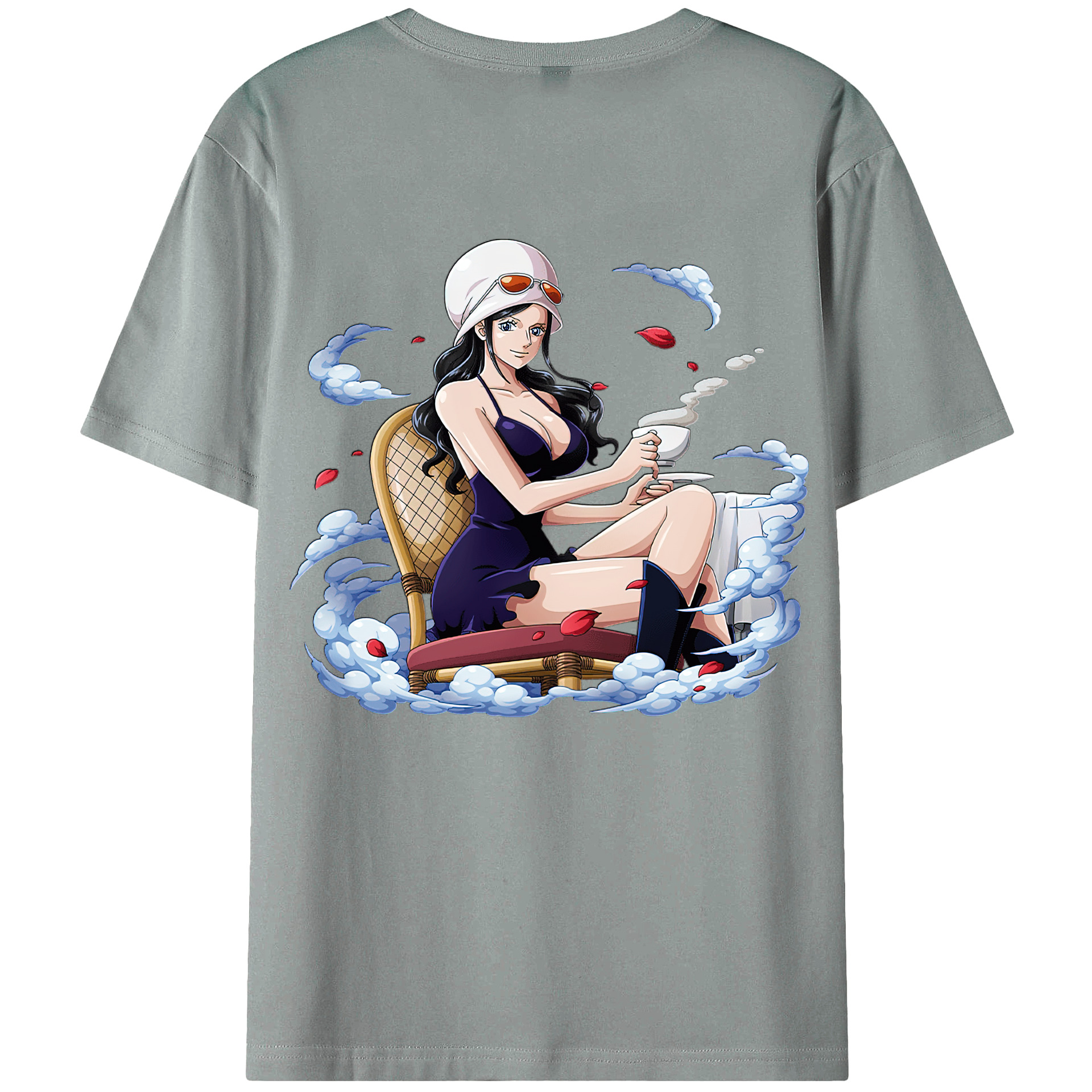 ワンピース ニコ・ロビン ONE PIECE Nico Robin 綿100％ メンズ半袖Tシャツ（バックプリント） 通気性